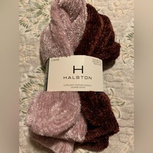 Halston Ultra Soft Feather Chenille Lounge Socks 2 Pairs